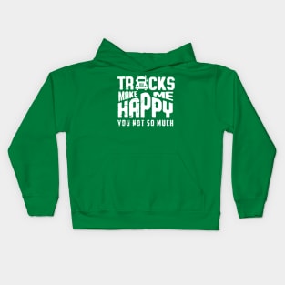 Trucks make me happy (white) Kids Hoodie